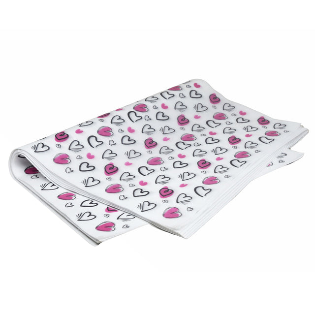 Hârtie de mătase model love Flying Hearts, top de coli pliate 17g/m² – dimensiune 50x75cm