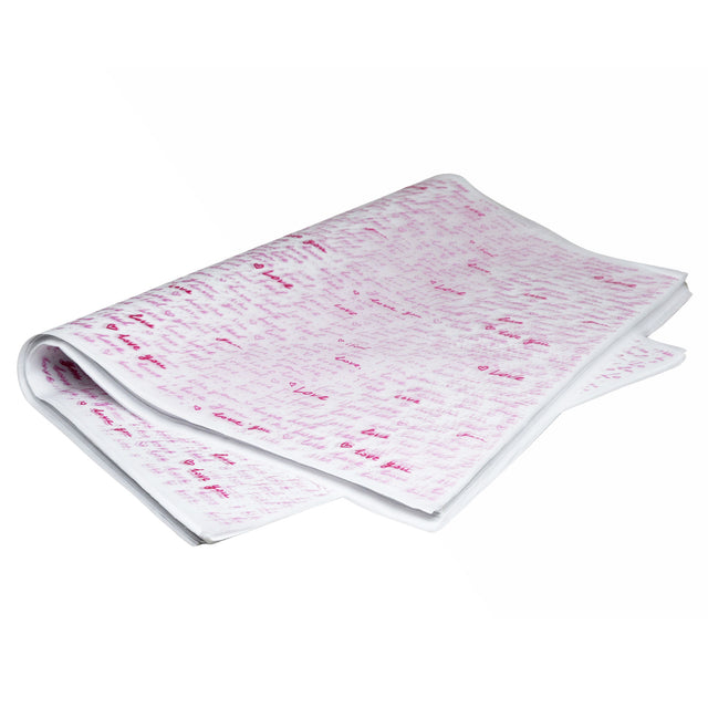 Hârtie de mătase model Love Notes, top de coli pliate 17g/m² – dimensiune 50x75cm