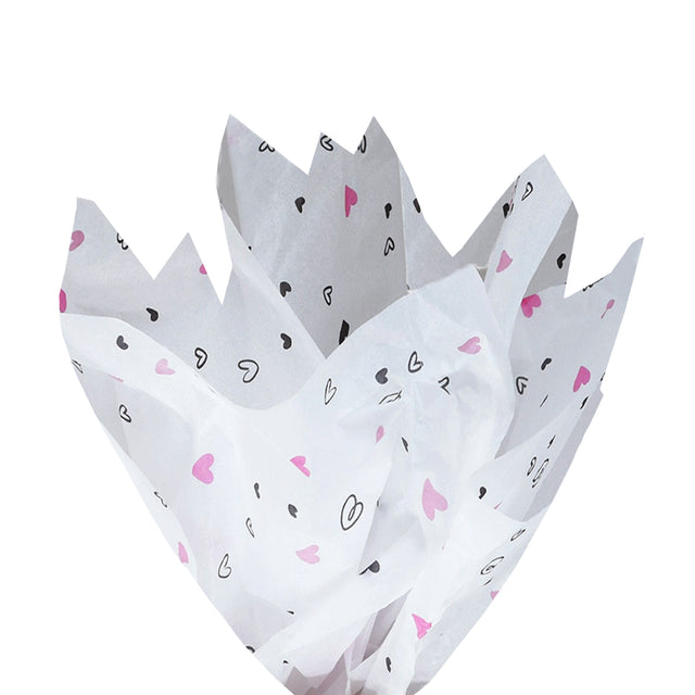 Hârtie de mătase model love Mini Hearts, aranjament evantai, 17g/m² – dimensiune 50x75cm