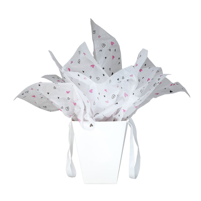 Hârtie de mătase model love Mini Hearts, puse într-o pungă de hârtie, 17g/m² – dimensiune 50x75cm