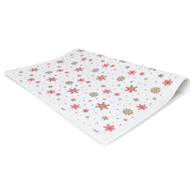 Hârtie de mătase model Crăciun Crimson Crystals, top de coli pliate 17 g/m² – dimensiune 50x75cm