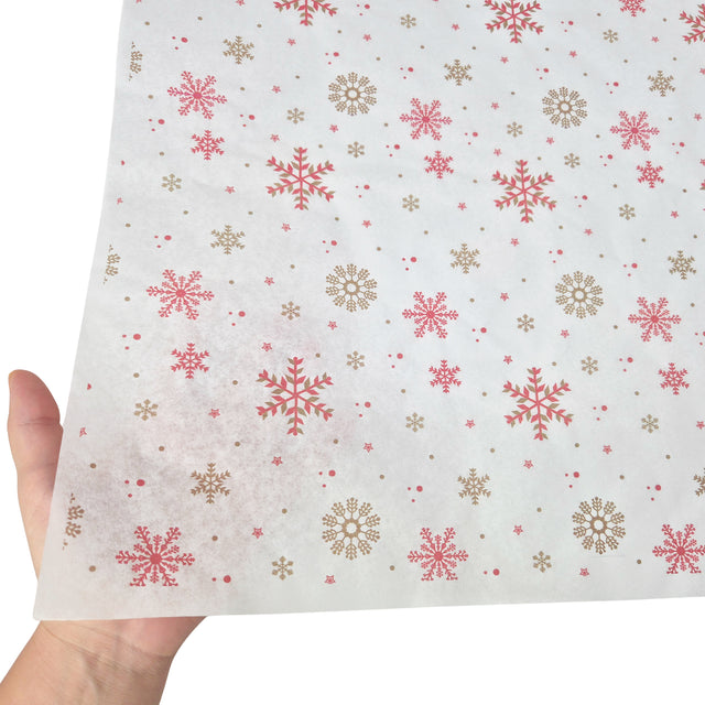 Hârtie de mătase model Crăciun Crimson Crystals, textură și transparență, 28gsm – dimensiune 50x75cm