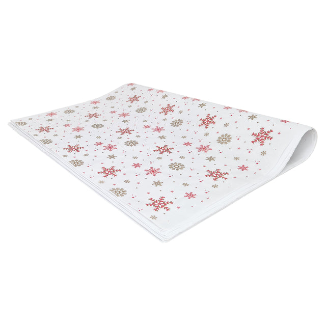 Hârtie de mătase model Crăciun Crimson Crystals, top de coli pliate 28 g/m² – dimensiune 50x75cm