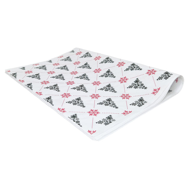Hârtie de mătase model Crăciun Festive Trees, top de coli pliate 28 g/m² – dimensiune 50x75cm