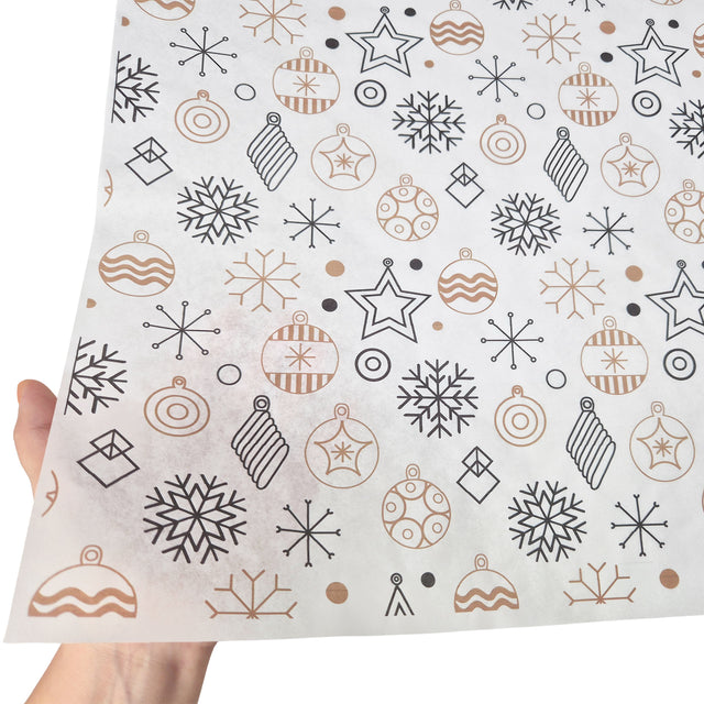 Hârtie de mătase model Crăciun Golden Glow, textură și transparență, 28gsm – dimensiune 50x75cm