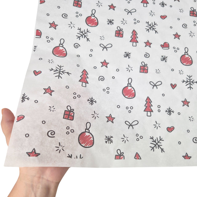 Hârtie de mătase model Crăciun Ornament Fiesta, textură și transparență, 28gsm – dimensiune 50x75cm