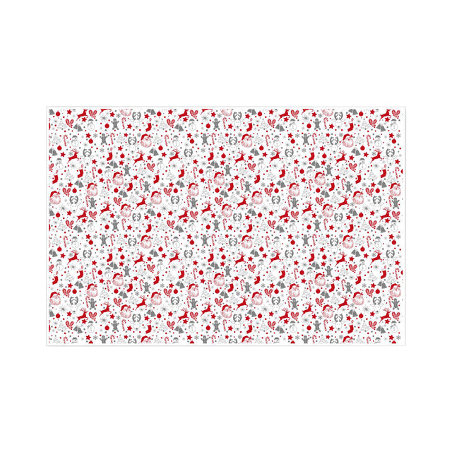 Hârtie de mătase model Crăciun Santa Party, coală deschisă, 17 g/m² – dimensiune 50x75cm