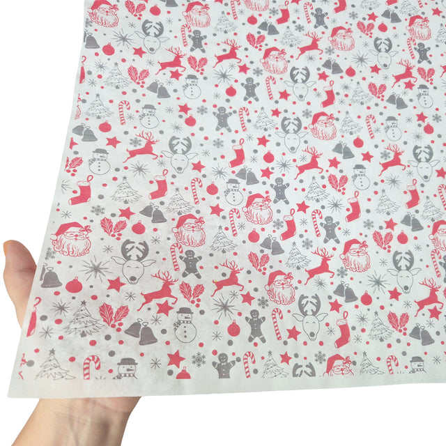 Hârtie de mătase model Crăciun Santa Party, textură și transparență, 28gsm – dimensiune 50x75cm