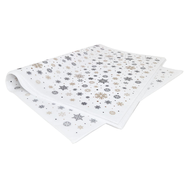 Hârtie de mătase model Crăciun Snowflakes & Sparkles, top de coli 17 g/m² – dimensiune 50x75cm