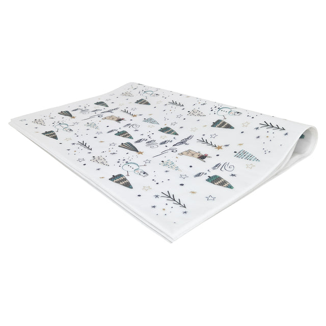 Hârtie de mătase model Crăciun Snowy Friends, top de coli pliate 17 g/m² – dimensiune 50x75cm