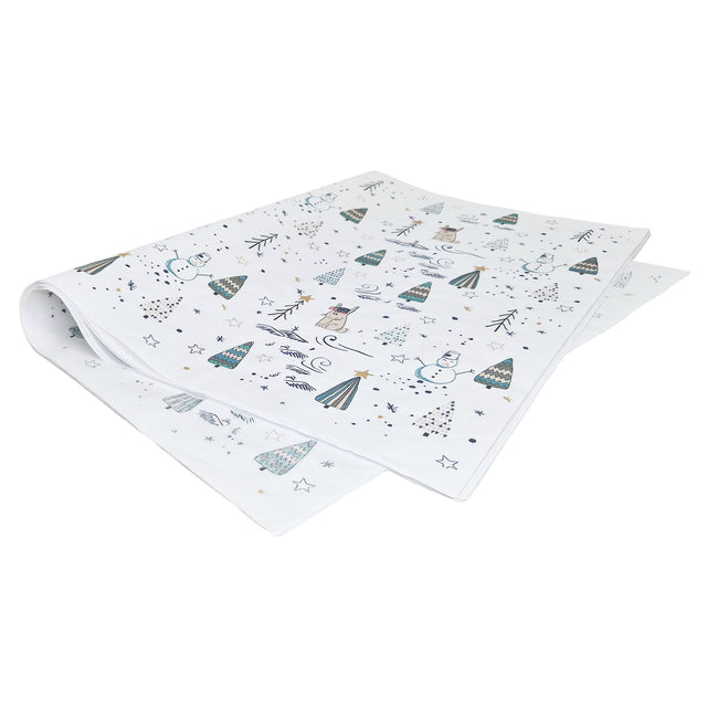 Hârtie de mătase model CrăciunSnowy Friends, top de coli 28 g/m² – dimensiune 50x75cm