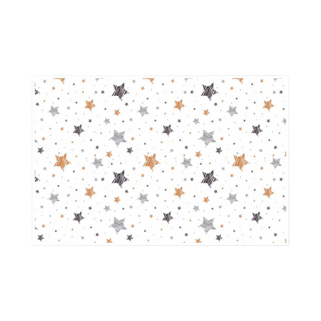 Hârtie de mătase model Crăciun Star Doodle Night, coală deschisă, 28 g/m² – dimensiune 50x75cm
