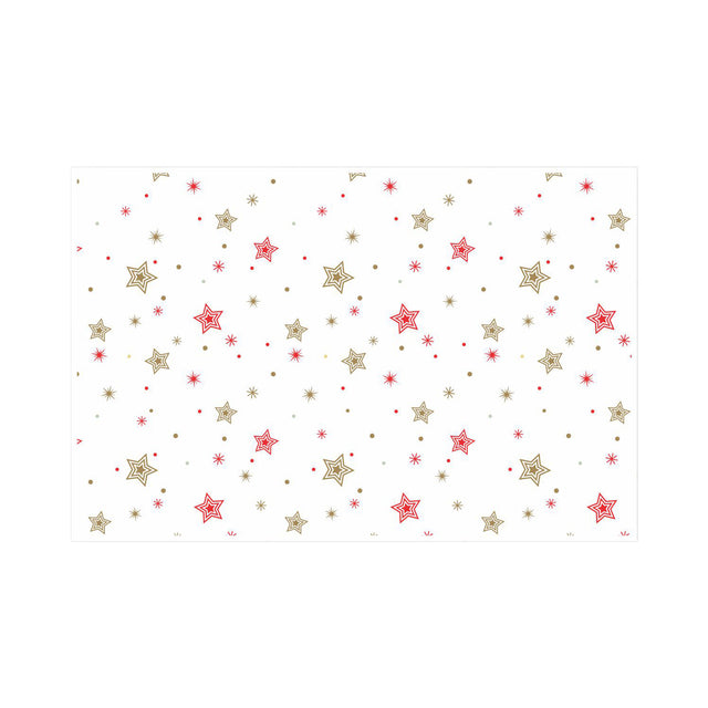 Hârtie de mătase model Crăciun Star Parade, coală deschisă, 17 g/m² – dimensiune 50x75cm