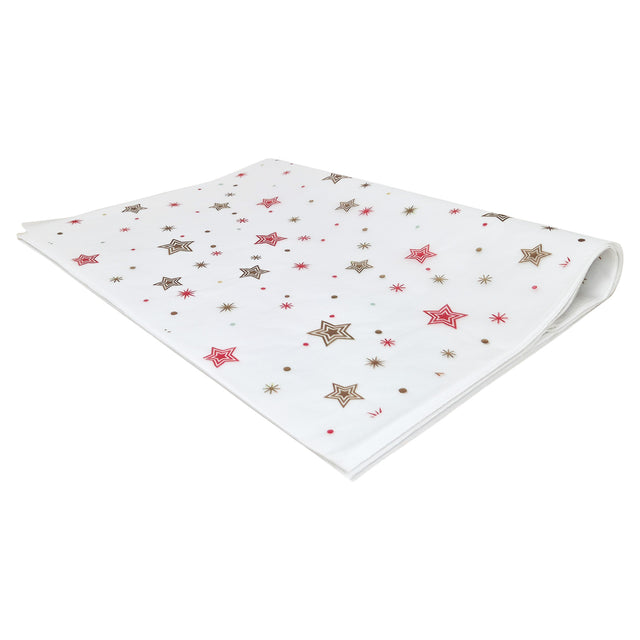 Hârtie de mătase model Crăciun Star Parade, top de coli pliate 17 g/m² – dimensiune 50x75cm