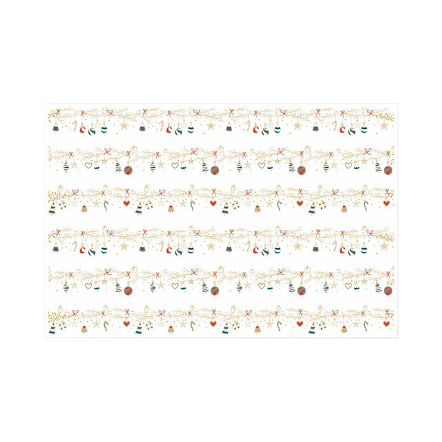 Hârtie de mătase model Crăciun Tinsel Tales, coală deschisă, 17 g/m² – dimensiune 50x75cm