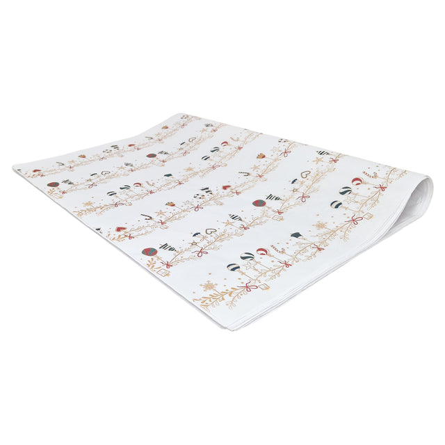 Hârtie de mătase model Crăciun Tinsel Tales, top de coli pliate 28 g/m² – dimensiune 50x75cm