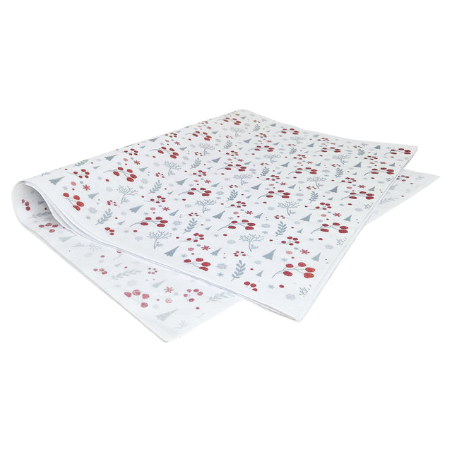 Hârtie de mătase model Crăciun Winter Berries, top de coli 28 g/m² – dimensiune 50x75cm