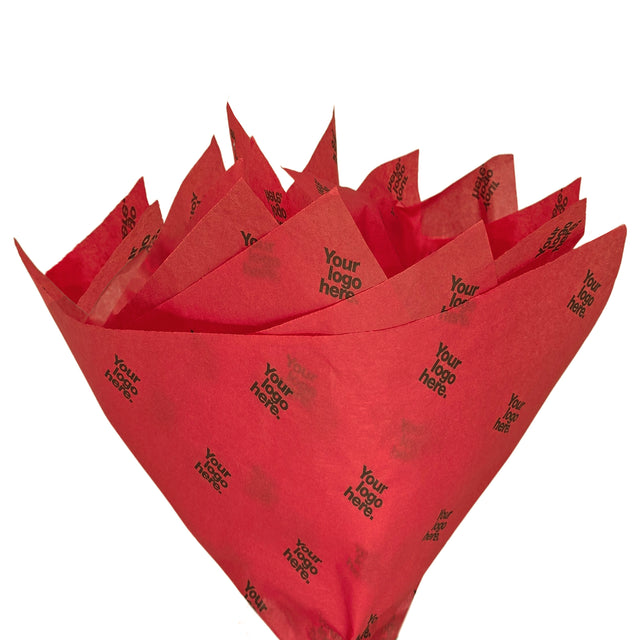 Hârtie de mătase personalizată roșie, aranjament evantai, 17gr – dimensiune 50x75cm