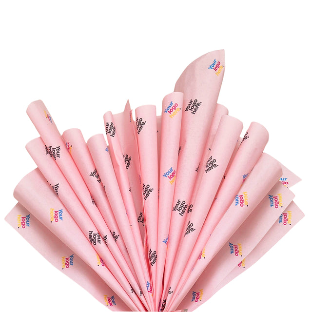 Hârtie de mătase personalizată roz deschis, aranjament tip evantai, 28g/m² – dimensiune 50x75 cm