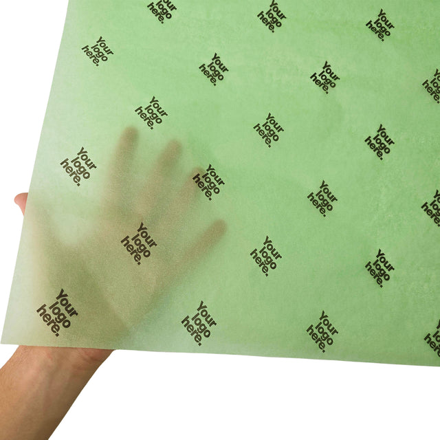 Hârtie de mătase personalizată verde deschis, textură și transparență, 17g/m² – dimensiune 50x75cm