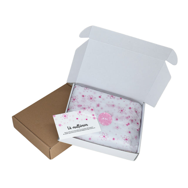 Hârtie de mătase Pink Bubble, în cutie de transport cu sticker autocolant și thank you card, 17 g/m² – dimensiune 50x75 cm