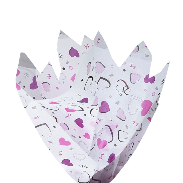 Hârtie de mătase model love Pop Hearts, aranjament evantai, 17g/m² – dimensiune 50x75cm