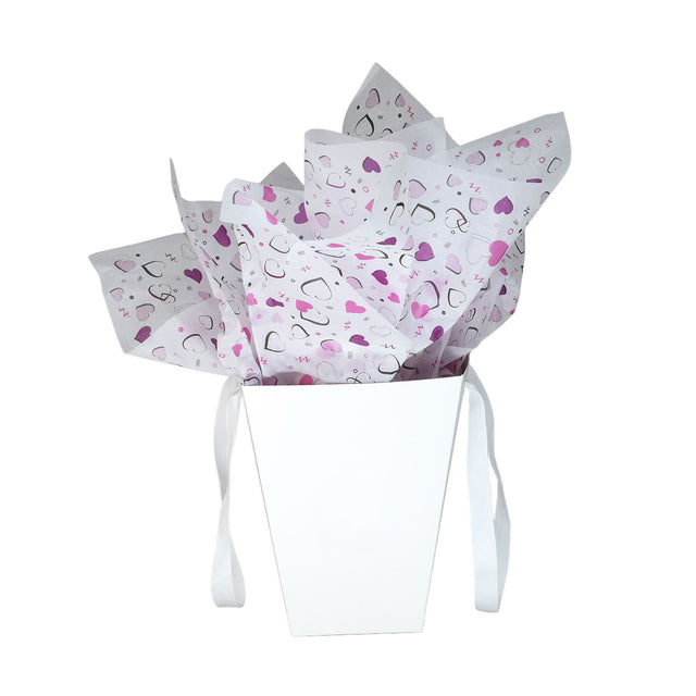 Hârtie de mătase model love Pop Hearts, puse într-o pungă de hârtie, 17g/m² – dimensiune 50x75cm
