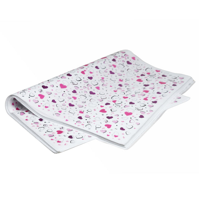 Hârtie de mătase model love Pop Hearts, top de coli pliate 17g/m² – dimensiune 50x75cm