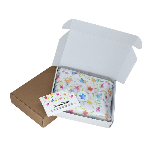 Hârtie de mătase Rainbow Garden, în cutie de transport cu sticker autocolant și thank you card, 17g/m² – dimensiune 50x75cm