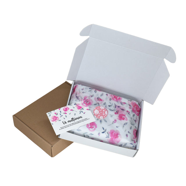 Hârtie de mătase Rose Petal, în cutie de transport cu sticker autocolant și thank you card, 17 g/m² – dimensiune 50x75 cm