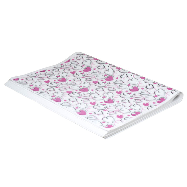 Hârtie de mătase model love Sketchy Hearts, top de coli 17g/m² – dimensiune 50x75cm