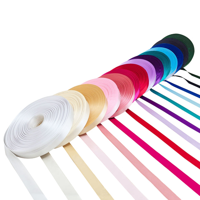 Panglică dublu satinată 2 cm x 90 m – selecție de culori pentru decorarea ambalajelor.