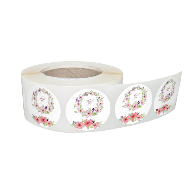 Etichetă autoadezivă/sticker Rotund Model Thank You Pink Blossom