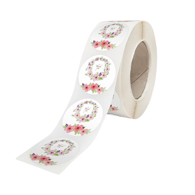 Etichetă autoadezivă/sticker Rotund Model Thank You Pink Blossom