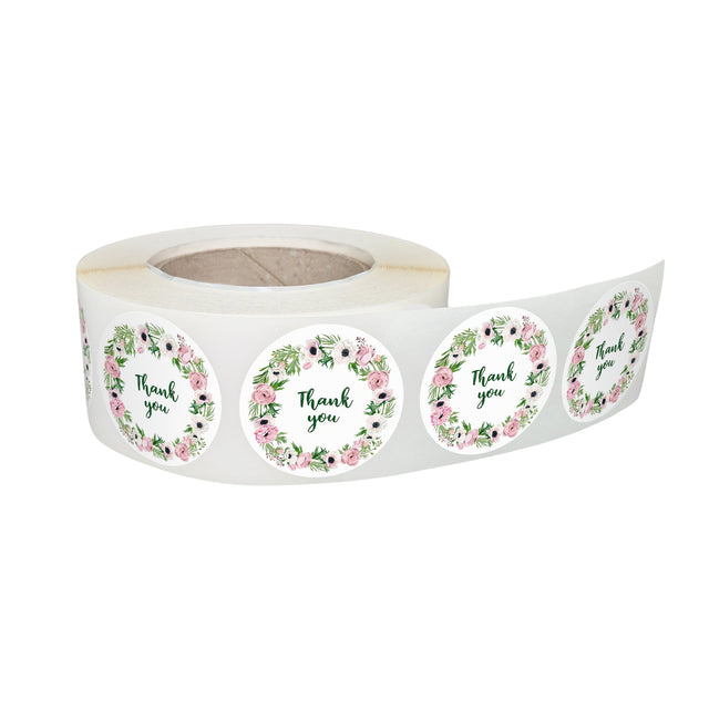 Etichetă autoadezivă/sticker Rotund Model Thank You Floral Wreath