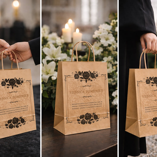 WHITE kraft paper bag for funerals, commemorations, burials VP Model 1 24 x 31(H) x 10cm