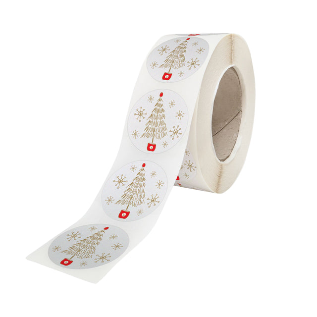 Rola stickere model Craciun Santa’s Gift Lab – stickere rotunde pentru ambalaje de sarbatori