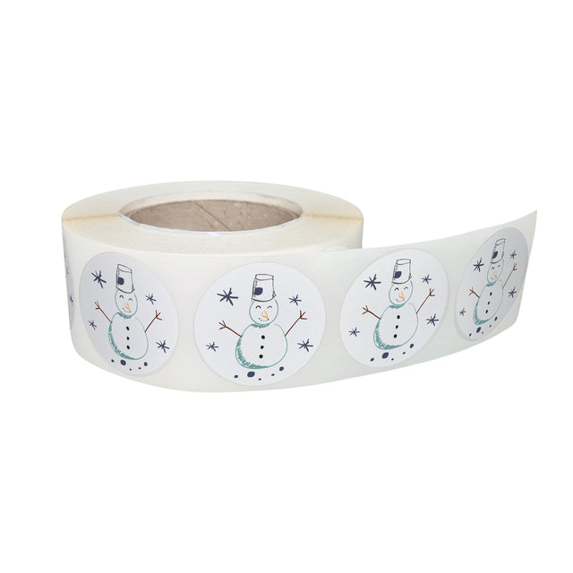 Rola stickere decorative Craciun Snowy Friends – etichete rotunde pentru pachete și cadouri