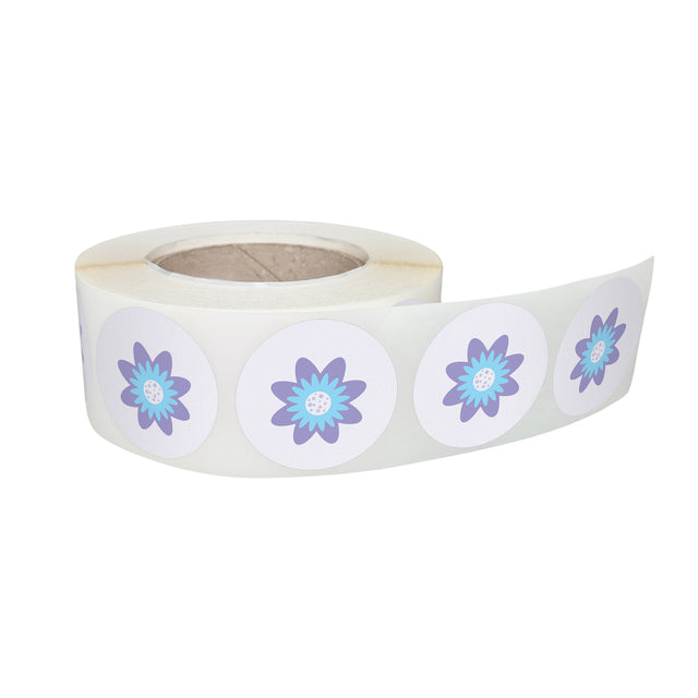 Rola stickere decorative Floral Blue Meadow 1A – etichete rotunde pentru pachete și cadouri