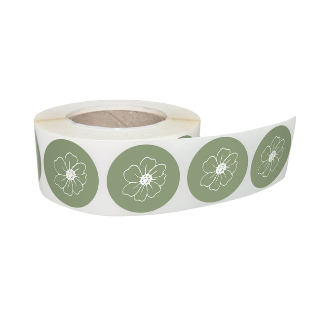 Rola stickere decorative Floral Botanical Sketch 4a – etichete rotunde pentru pachete și cadouri