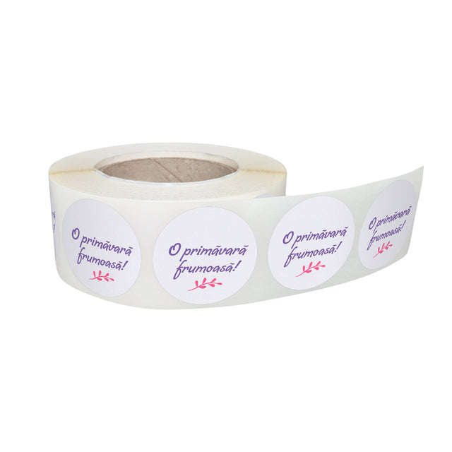 Rola stickere decorative Floral Purple Bloom 2b – etichete rotunde pentru pachete și cadouri