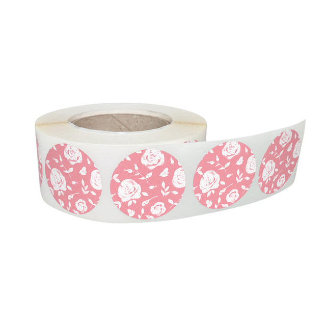 Rola stickere decorative model Floral Rose Petal 10c – etichete rotunde pentru pachete și cadouri
