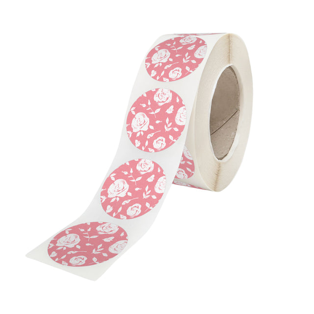 Rola stickere model Floral Rose Petal 10c – stickere rotunde pentru ambalaje de sarbatori