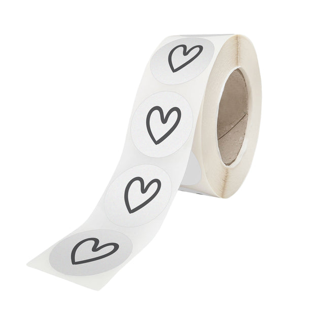 Rola stickere model Love Flying Hearts 7b – stickere rotunde pentru ambalaje de sarbatori