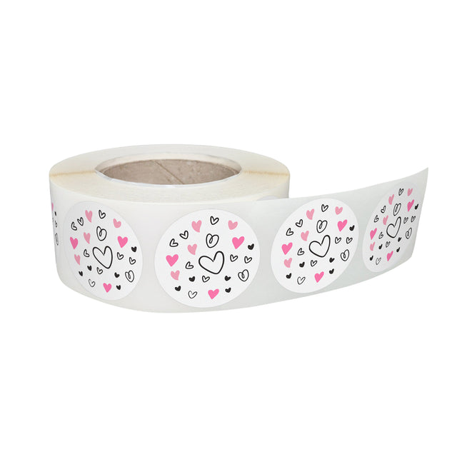 Rola stickere decorative model Love Mini Hearts 8a – etichete rotunde pentru pachete și cadouri