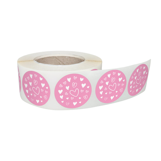 Rola stickere decorative model Love Mini Hearts 8c – etichete rotunde pentru pachete și cadouri