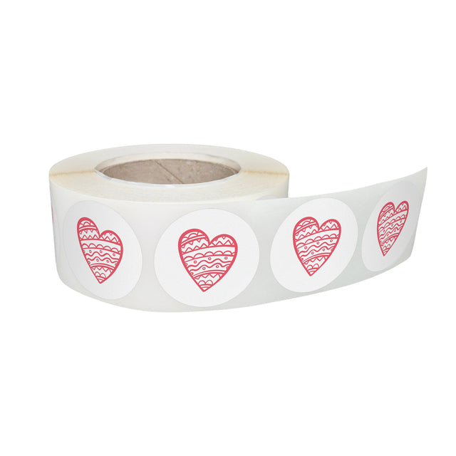 Rola stickere decorative model Love Patchwork Hearts 4b – etichete rotunde pentru pachete și cadouri