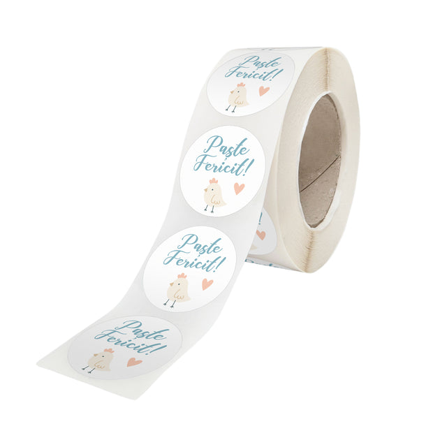 Rola stickere model Paște Soft Spring Eggs 2C – stickere rotunde pentru ambalaje de sarbatori