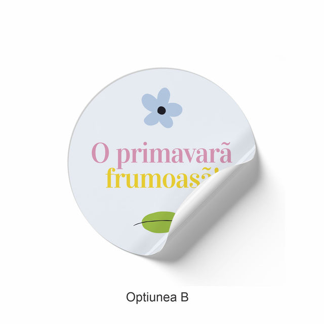 Rola stickere model Floral Garden Joy 8b – etichete rotunde pentru pachete, ambalaje, și cadouri