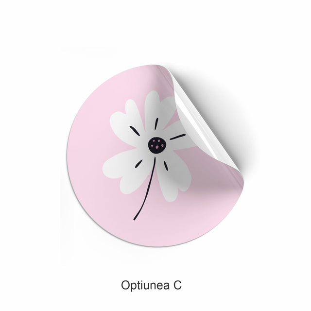 Rola stickere model Floral Garden Joy 8c – etichete rotunde pentru pachete, ambalaje, și cadouri